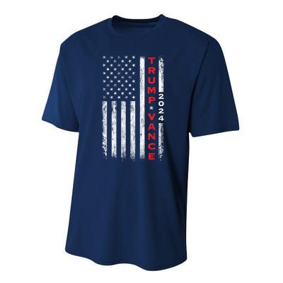 Us Flag Vintage Subdued Vertical Trump Vance 2024 Gift Performance Sprint T-Shirt