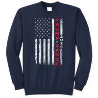 Us Flag Vintage Subdued Vertical Trump Vance 2024 Gift Tall Sweatshirt