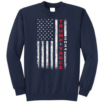 Us Flag Vintage Subdued Vertical Trump Vance 2024 Gift Tall Sweatshirt