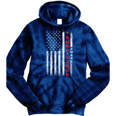 Us Flag Vintage Subdued Vertical Trump Vance 2024 Gift Tie Dye Hoodie