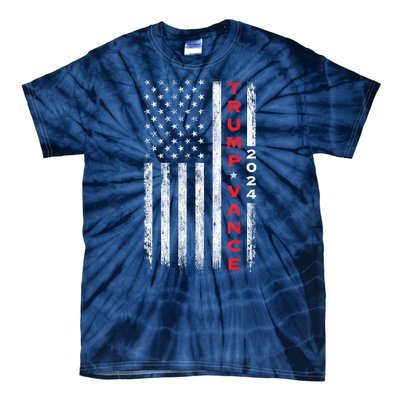 Us Flag Vintage Subdued Vertical Trump Vance 2024 Gift Tie-Dye T-Shirt