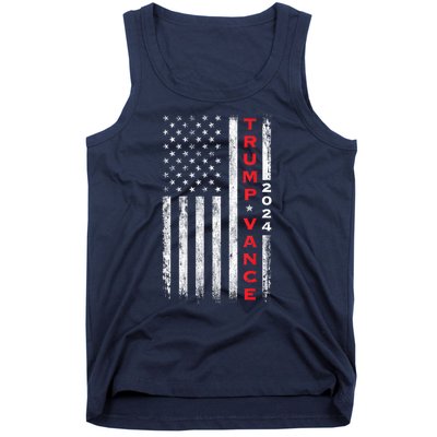 Us Flag Vintage Subdued Vertical Trump Vance 2024 Gift Tank Top