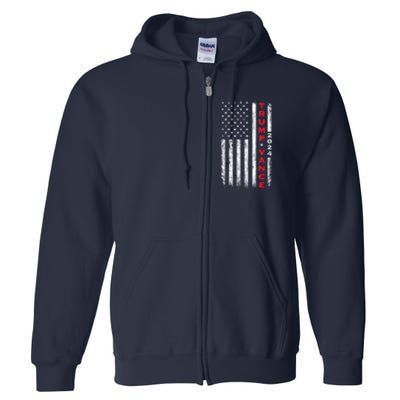 Us Flag Vintage Subdued Vertical Trump Vance 2024 Gift Full Zip Hoodie