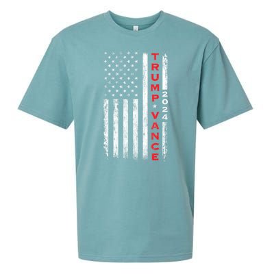 Us Flag Vintage Subdued Vertical Trump Vance 2024 Gift Sueded Cloud Jersey T-Shirt