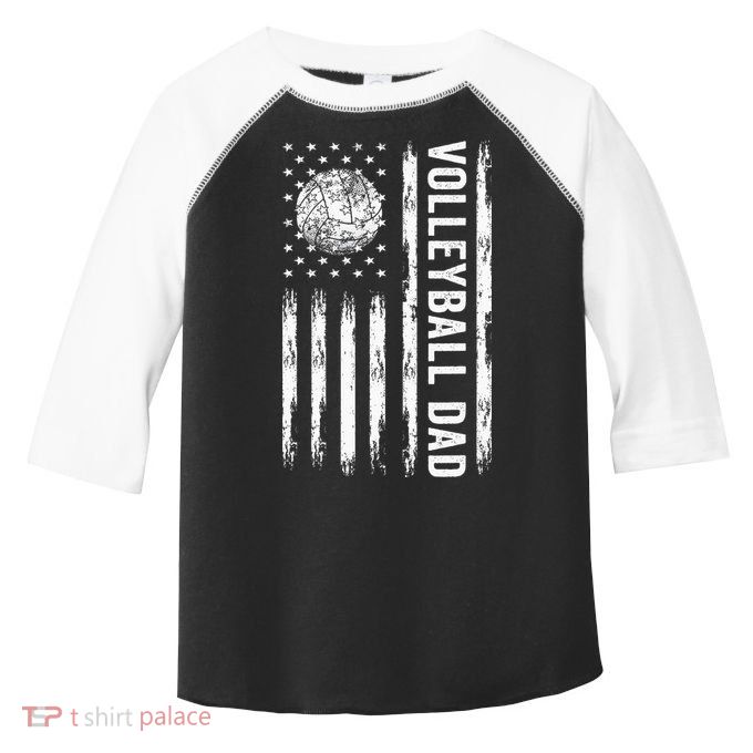 USA Flag Volleyball Dad Volleyball Game Day Vibes Toddler Fine Jersey T-Shirt
