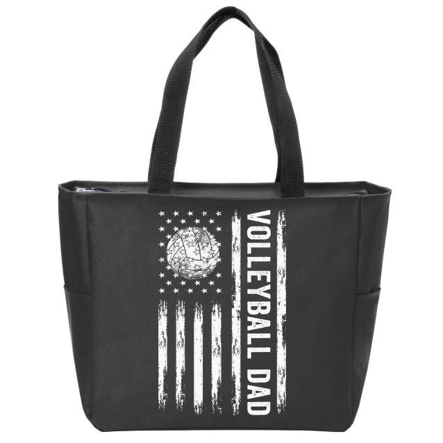 USA Flag Volleyball Dad Volleyball Game Day Vibes Zip Tote Bag
