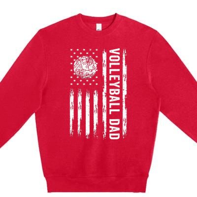 USA Flag Volleyball Dad Volleyball Game Day Vibes Premium Crewneck Sweatshirt