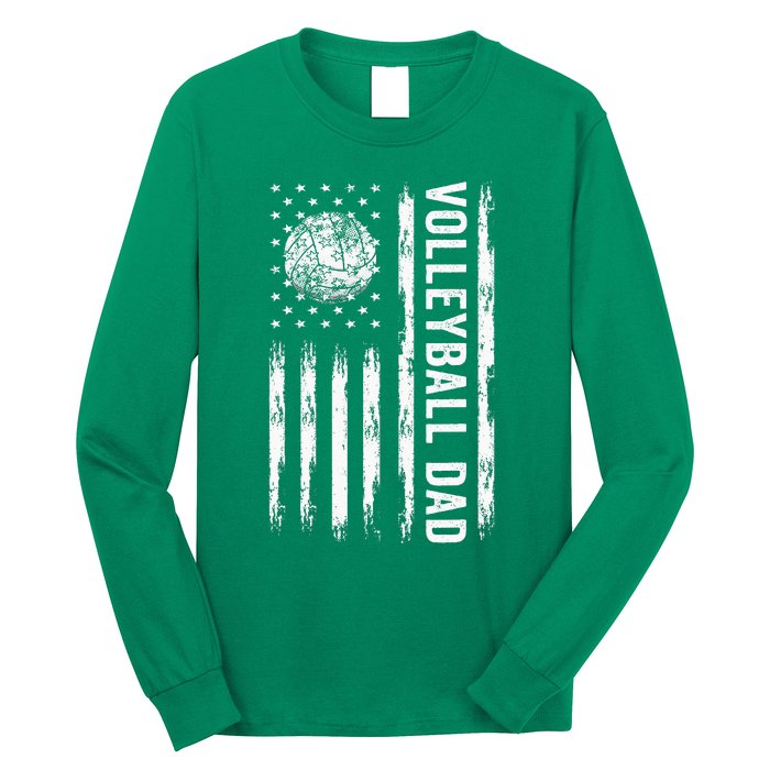 USA Flag Volleyball Dad Volleyball Game Day Vibes Long Sleeve Shirt