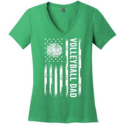 USA Flag Volleyball Dad Volleyball Game Day Vibes Women's V-Neck T-Shirt