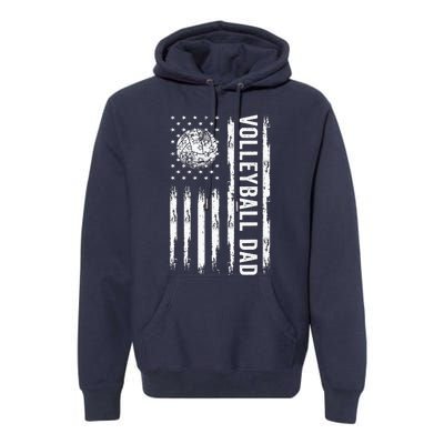 USA Flag Volleyball Dad Volleyball Game Day Vibes Premium Hoodie