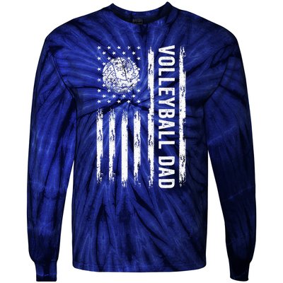 USA Flag Volleyball Dad Volleyball Game Day Vibes Tie-Dye Long Sleeve Shirt