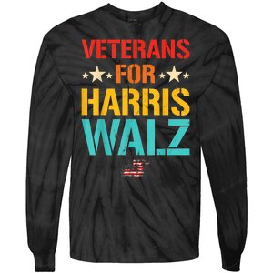 Usa Flag Veteran For Harris Walz Waltz Gift Tie-Dye Long Sleeve Shirt