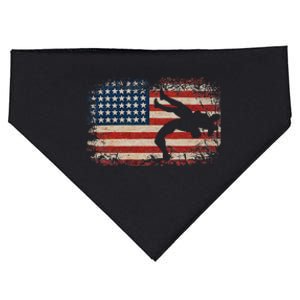 Usa Flag Wrestling American Flag Wrestling Wrestle Gift USA-Made Doggie Bandana