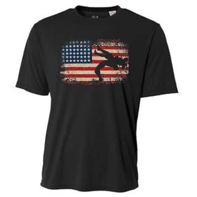 Usa Flag Wrestling American Flag Wrestling Wrestle Gift Cooling Performance Crew T-Shirt