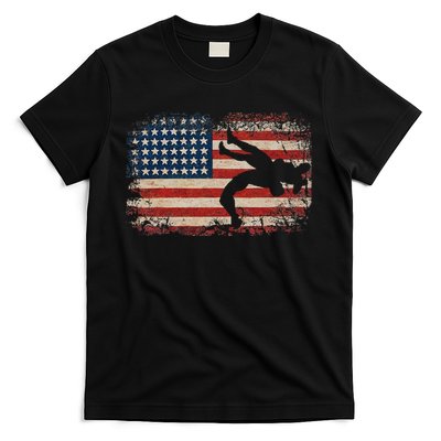 Usa Flag Wrestling American Flag Wrestling Wrestle Gift T-Shirt