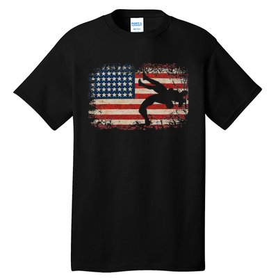 Usa Flag Wrestling American Flag Wrestling Wrestle Gift Tall T-Shirt