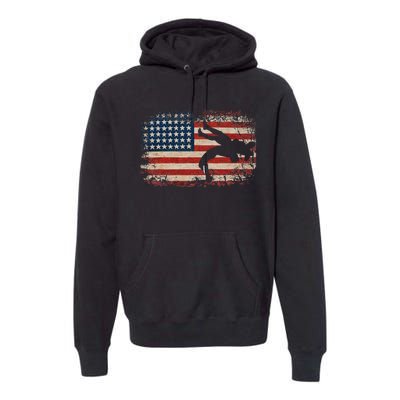 Usa Flag Wrestling American Flag Wrestling Wrestle Gift Premium Hoodie