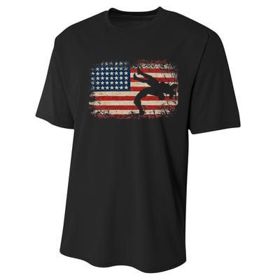 Usa Flag Wrestling American Flag Wrestling Wrestle Gift Performance Sprint T-Shirt