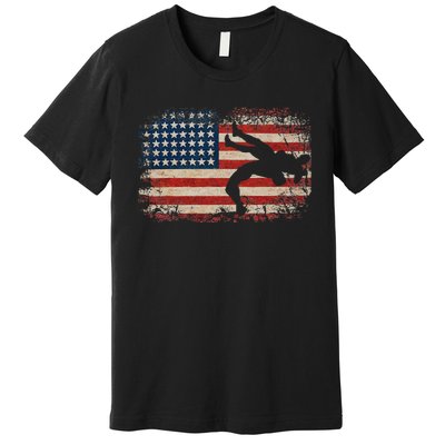 Usa Flag Wrestling American Flag Wrestling Wrestle Gift Premium T-Shirt