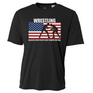 Us Flag Wrestling Because Other Sports Only Require One Ball Cooling Performance Crew T-Shirt