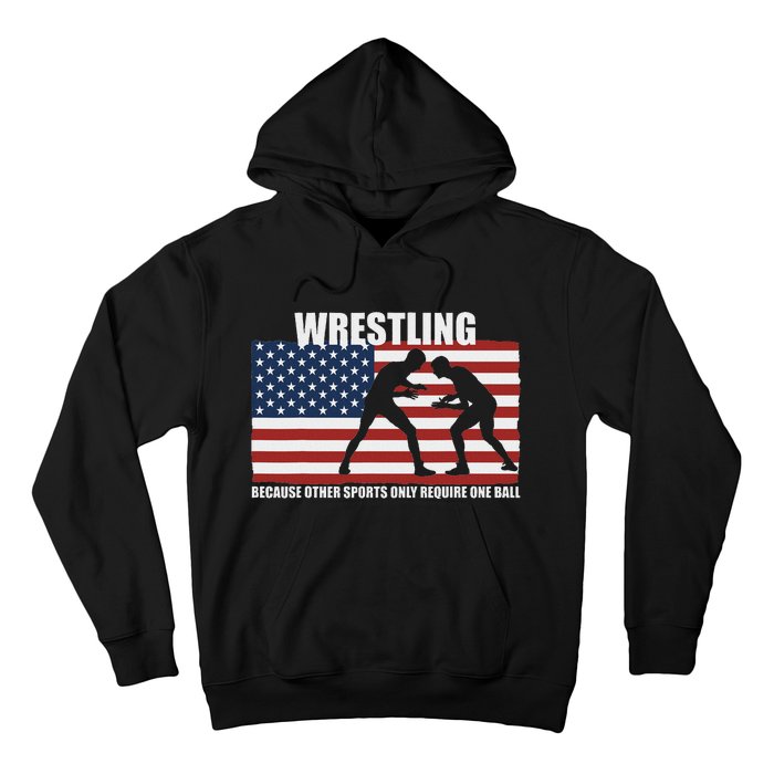 Us Flag Wrestling Because Other Sports Only Require One Ball Hoodie