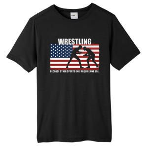 Us Flag Wrestling Because Other Sports Only Require One Ball Tall Fusion ChromaSoft Performance T-Shirt