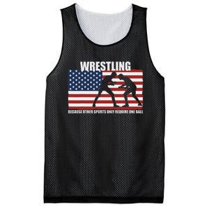 Us Flag Wrestling Because Other Sports Only Require One Ball Mesh Reversible Basketball Jersey Tank