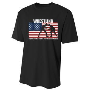 Us Flag Wrestling Because Other Sports Only Require One Ball Performance Sprint T-Shirt