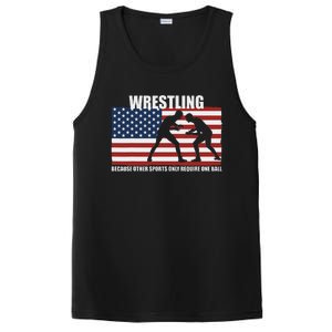 Us Flag Wrestling Because Other Sports Only Require One Ball PosiCharge Competitor Tank