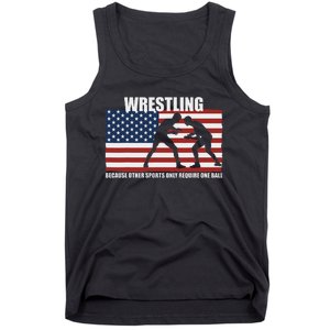 Us Flag Wrestling Because Other Sports Only Require One Ball Tank Top