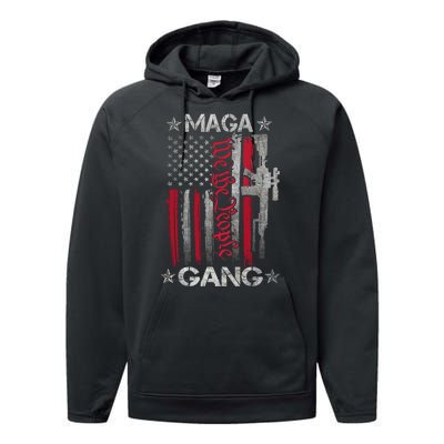 Us Flag We The People Maga Gang Pro Trump Support Performance Fleece Hoodie