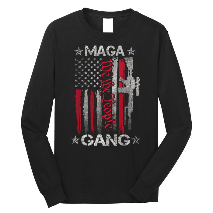 Us Flag We The People Maga Gang Pro Trump Support Long Sleeve Shirt