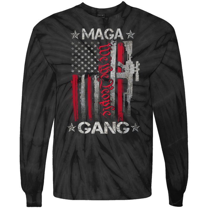 Us Flag We The People Maga Gang Pro Trump Support Tie-Dye Long Sleeve Shirt