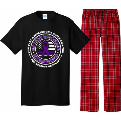 Us Flag With Purple Ribbons For Eating Disorder Awareness Cool Gift Pajama Set