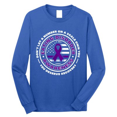 Us Flag With Purple Ribbons For Eating Disorder Awareness Cool Gift Long Sleeve Shirt