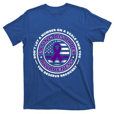 Us Flag With Purple Ribbons For Eating Disorder Awareness Cool Gift T-Shirt