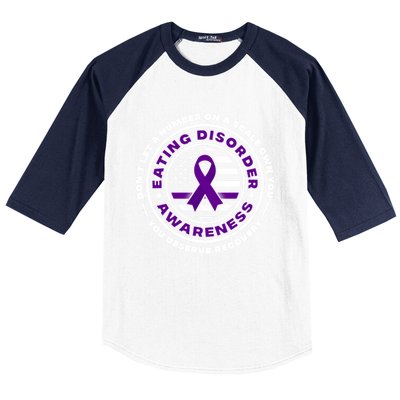 Us Flag With Purple Ribbons For Eating Disorder Awareness Cool Gift Baseball Sleeve Shirt