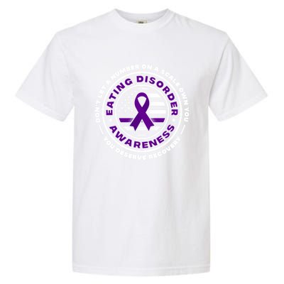 Us Flag With Purple Ribbons For Eating Disorder Awareness Cool Gift Garment-Dyed Heavyweight T-Shirt