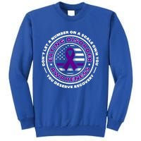 Us Flag With Purple Ribbons For Eating Disorder Awareness Cool Gift Tall Sweatshirt