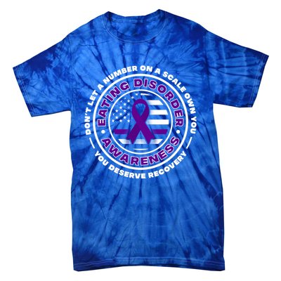 Us Flag With Purple Ribbons For Eating Disorder Awareness Cool Gift Tie-Dye T-Shirt