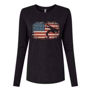 Usa Flag Wrestling American Flag Wrestling Wrestle Gift  Womens Cotton Relaxed Long Sleeve T-Shirt