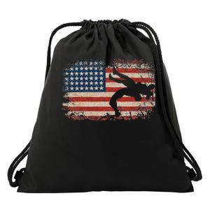 Usa Flag Wrestling American Flag Wrestling Wrestle Gift  Drawstring Bag