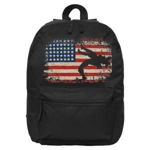 Usa Flag Wrestling American Flag Wrestling Wrestle Gift  16 in Basic Backpack