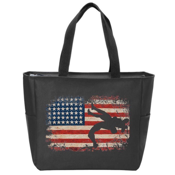 Usa Flag Wrestling American Flag Wrestling Wrestle Gift  Zip Tote Bag