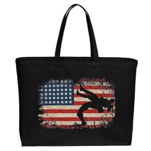 Usa Flag Wrestling American Flag Wrestling Wrestle Gift  Cotton Canvas Jumbo Tote