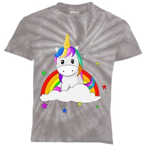 Unicorn for with rainbow and stars Kids Tie-Dye T-Shirt