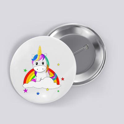 Unicorn for with rainbow and stars Button