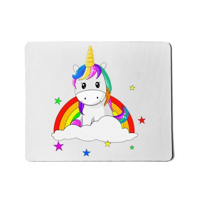 Unicorn for with rainbow and stars Mousepad