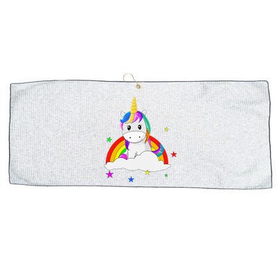 Unicorn for with rainbow and stars Large Microfiber Waffle Golf Towel