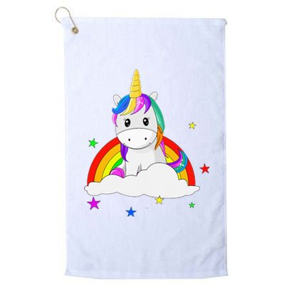 Unicorn for with rainbow and stars Platinum Collection Golf Towel